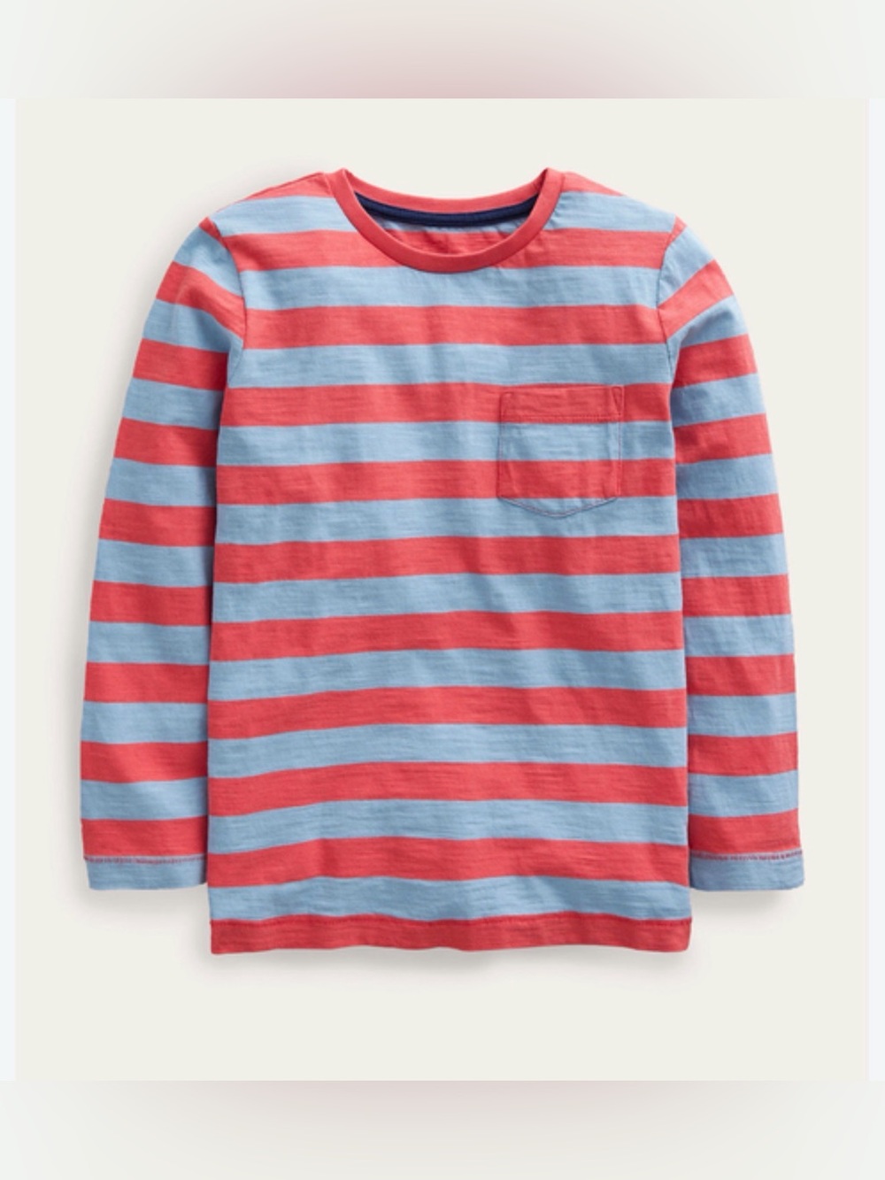 MINI BODEN Kids’ Long Sleeve Washed T-Shirt in Dusk Blue/Jam - 6-7